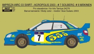 Decal 1/24 Reji model - Subaru Impreza WRC "555" - Acropolis 2003