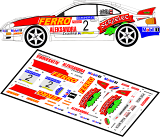 Decal 1/43 MF Zone - Toyota Celica GT-4 St205 Kulig / Baran - Semperit Rally 99
