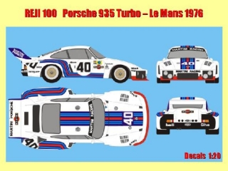 Decal 1/20 Reji model - Porsche 935 Turbo "Martini" - Le Mans 1976