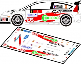 Decal 1/24 MF Zone - Citroen C4 WRC - T. Kostka/ Rally Vrchovina 2012