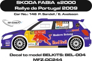 Decal 1/24 MF Zone - Škoda Fabia S2000 - Sandel/ Rallye de Portugal 2009