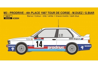 Decal 1/43 Reji Model - BMW M3 - 1987 Tour de Corse rallye - M.Duez / G.Biar