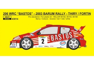 Decal 1/43 Reji Model - Peugeot 206 WRC „Bastos“ – B.Thiry 2003