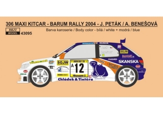Decal 1/43 Reji Model - Peugeot 306 Maxi KitCar Evo Barum Rally 2004