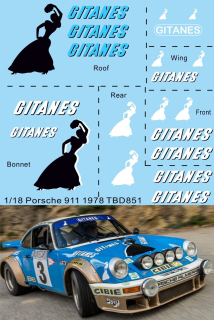 Decals 1/18 "GITANES" - Porsche 911 - 1978