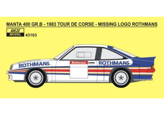 Decal 1/43 Reji Model - Opel Manta 400 Gr.B - 1983 "Rothmans" logo