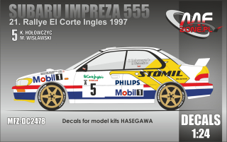 Decal 1/24 MF Zone - Subaru Impreza 555 K. Holowczyc–21.Rallye El Corte Ingles97