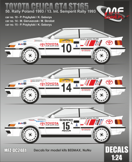 Decal 1/24 MF Zone - Toyota Celica GT-4 ST165 – Rally Poland 1993 / Int. Semperi