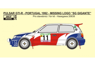 Decal 1/24 - Pulsar GTI-R - 1992 Portugal - "SG Gigante" missing logo