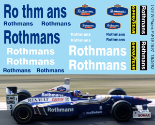 Decals "ROTHMANS" - Williams FW19 1997