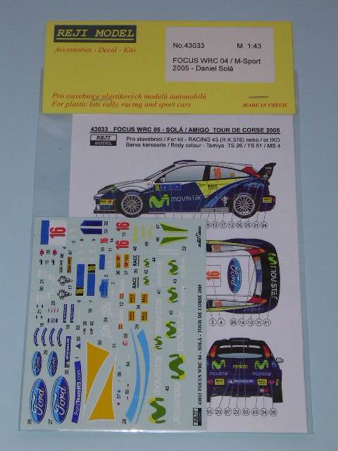 Decal 1/43 Reji Model - Ford Focus WRC - Tour de Corse 2005/ Solá