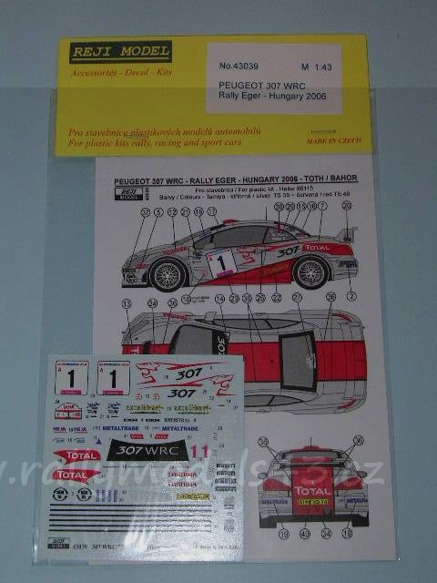 Decal 1/43 Reji Model - Peugeot 307 WRC - Rally Hungary 2006/ Toth