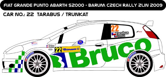 Decal 1/43 MF Zone - Fiat Punto Abarth S2000 Tarabus - Barum Rally Zlín 2009