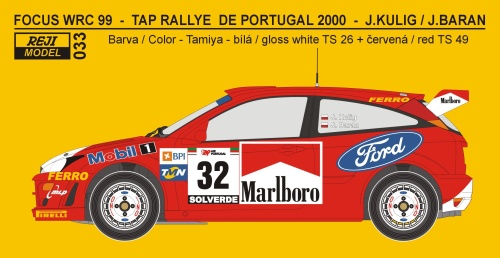 Decal 1/24 Reji model - Ford Focus WRC "Marlboro" - Portugal 2000/ J. Kulig