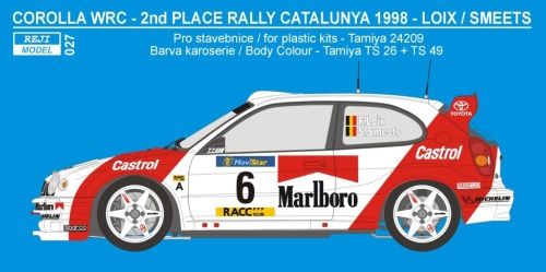 Decal 1/24 Reji model - Toyota Corolla WRC "Marlboro" - Catalunya 1998