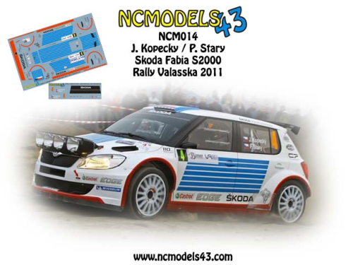 Decal 1/43 NCmodels43 - Jan Kopecky - Skoda Fabia S2000 - Valaska Rally 2011