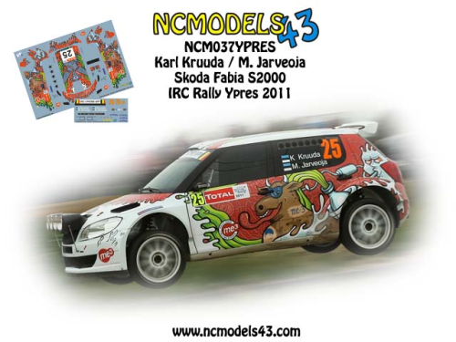 Decal 1/43 NCmodels43 - Karl Kruuda - Skoda Fabia S2000 - Rally Ypres 2011