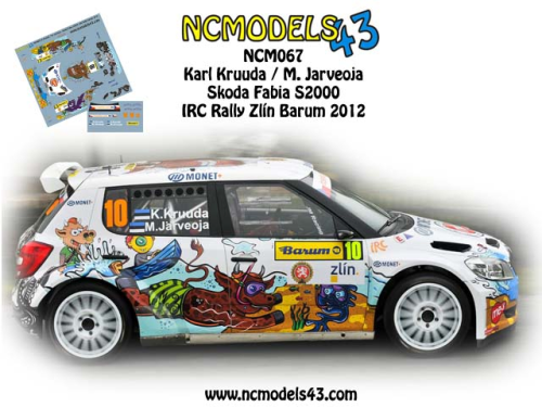 Decal 1/43 NCmodels43 - Karl Kruuda - Skoda Fabia S2000 - Rally Zlin Barum 2012