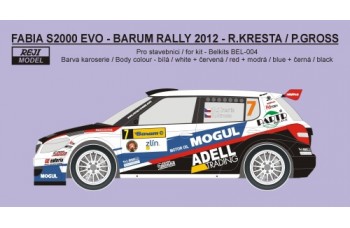 Decal 1/24 Reji model - Škoda Fabia S2000 - Barum Rally 2012/ R. Kresta