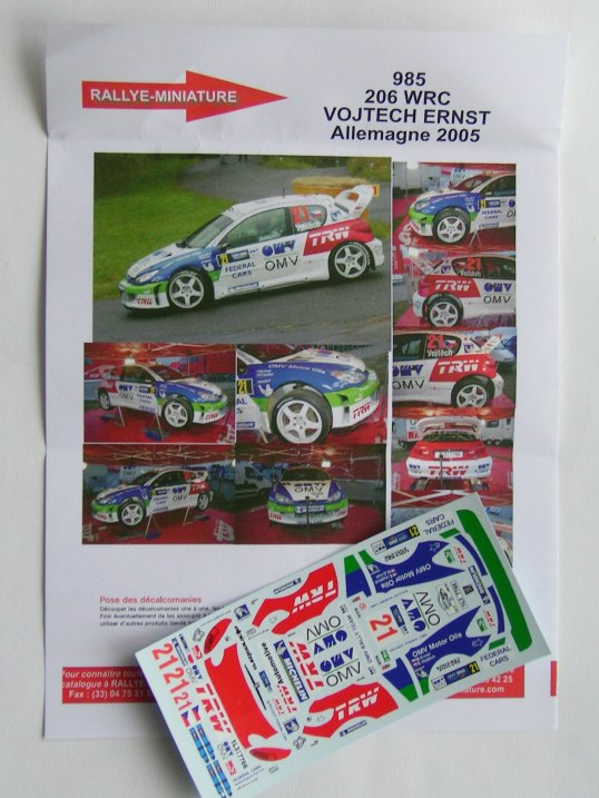 Decals 1/43 Peugeot 206 WRC - Rally Deutschland 2005/ Vojtěch