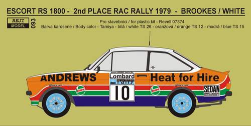 Transkit 1/24 Reji model - Ford Escort RS 1800 - 2nd RAC Rally 1979 - Brookes / 