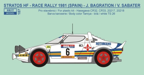 Transkit 1/24 Reji model - Lancia Stratos HF - Rally RACE 1981 - Bagration 