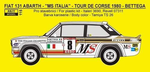 Decal 1/24 Reji model - Fiat 131 ABARTH, Tour de Corse 1980 - A. Bettega