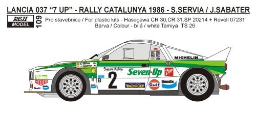 Decal 1/24 Reji model - Lancia 037 "Seven Up" Rally Catalunya 1986 - S. Servia