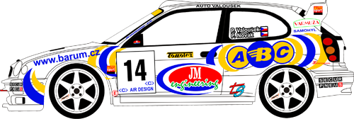 Decal 1/24 MF Zone - Toyota Corolla WRC - Valoušek/ Sprintrally Sosnová 2001