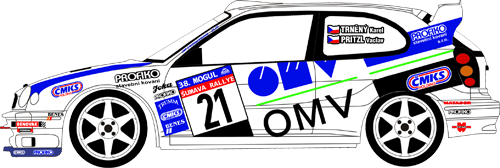Decal 1/24 MF Zone - Toyota Corolla WRC - Trněný/ Mogul Šumava Rally 2003