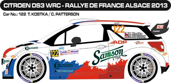 Decal 1/24 MF Zone - Citroen DS3 WRC - T. Kostka/ Rallye de France 2013
