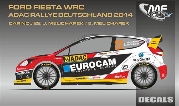 Decal 1/24 MF Zone - Ford Fiesta WRC - E. Melichárek/ Rallye Deutschland 2014