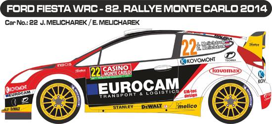 Decal 1/43 MF Zone - Ford Fiesta WRC J.Melichárek - Rallye Monte Carlo 2014
