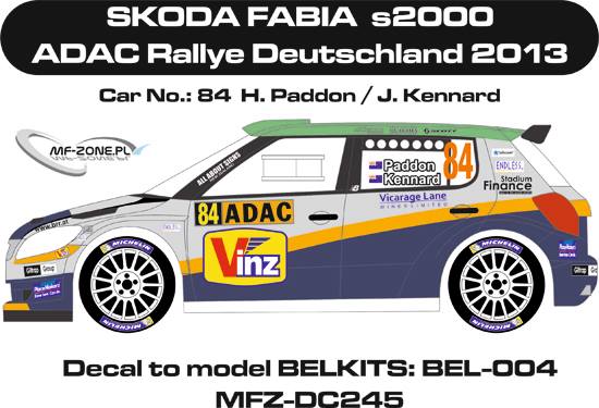 Decal 1/24 MF Zone - Škoda Fabia S2000 - H. Paddon/ Rallye Deutschland 2013