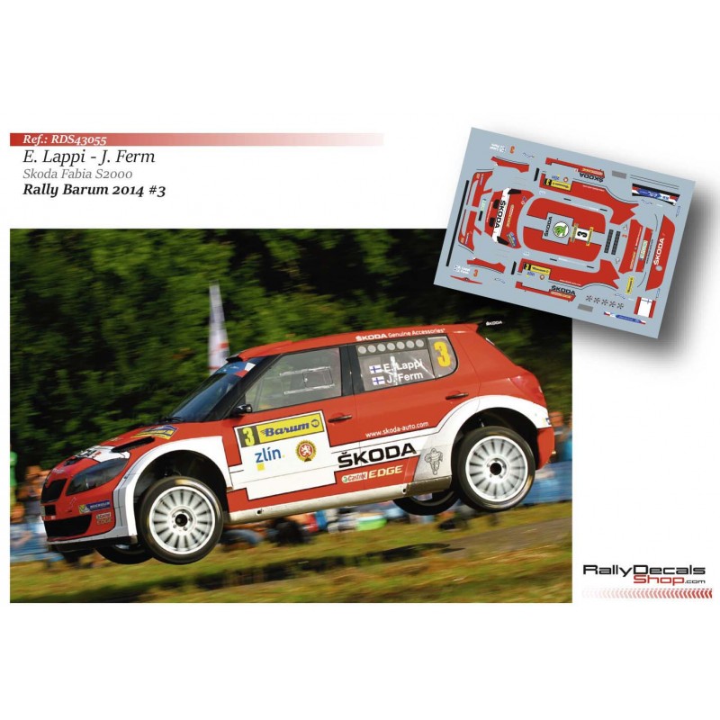 Decal 1/43 - Skoda Fabia S2000 - Barum Rally 2014/ E. Lappi