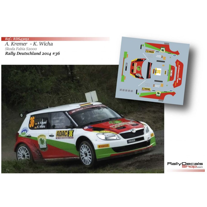 Decal 1/43 - Skoda Fabia S2000 - Rally Deutschland 2014/ A. Kremer