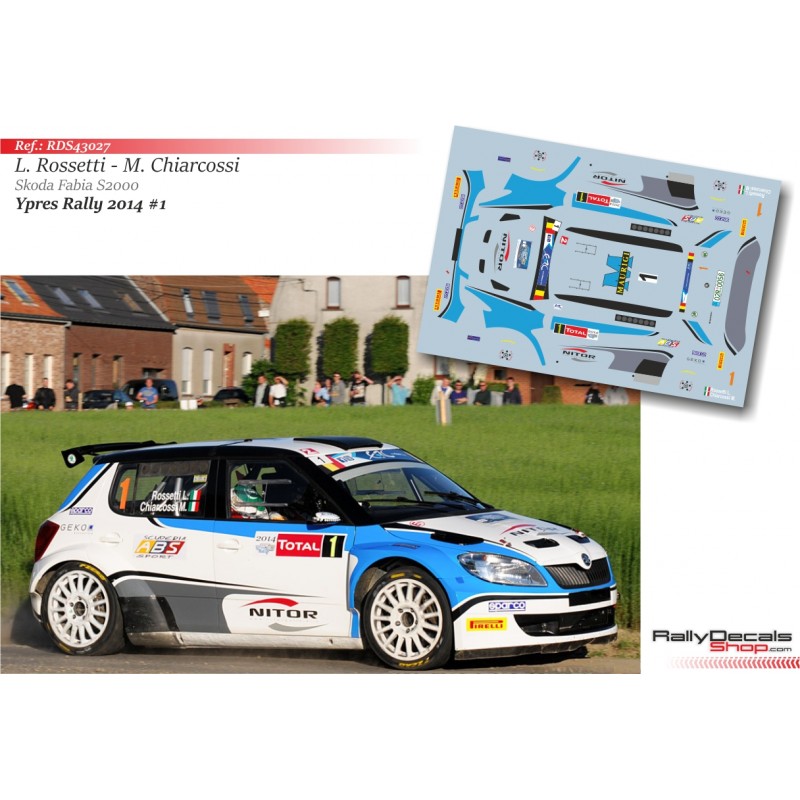 Decal 1/43 - Skoda Fabia S2000 - Rally Ypres 2014/ L. Rossetti