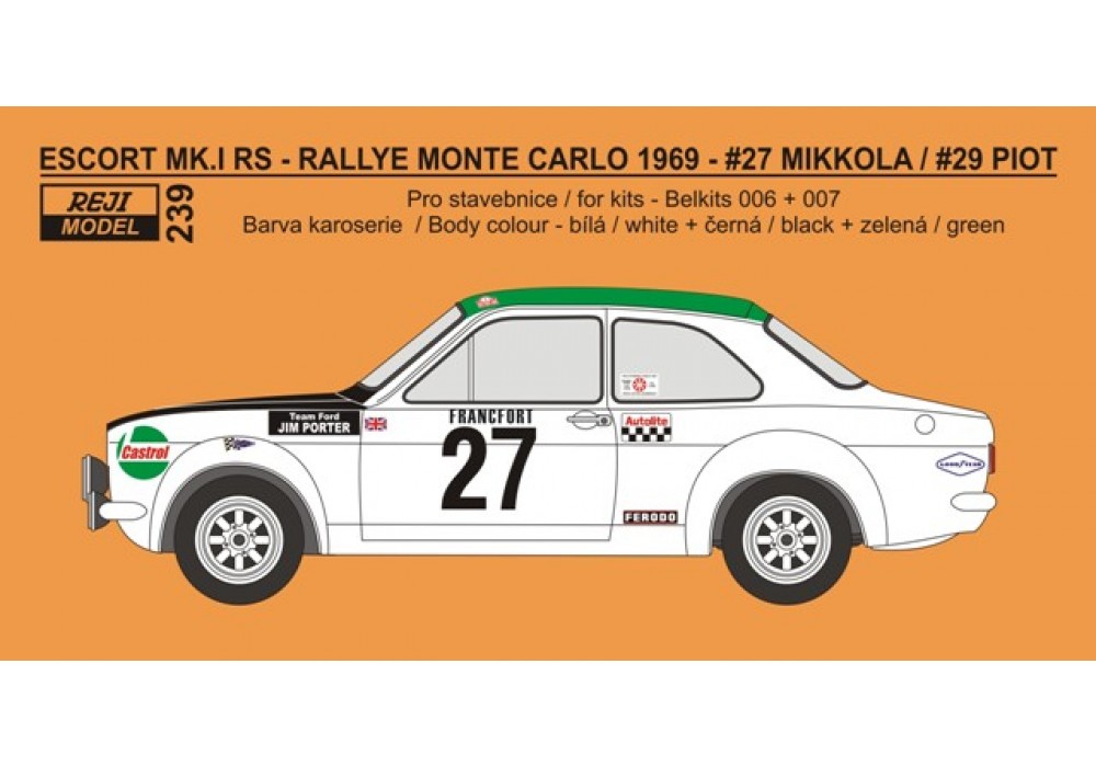Decal 1/24 Reji model - Decal – Ford Escort Mk.I - Rallye Monte Carlo 1969
