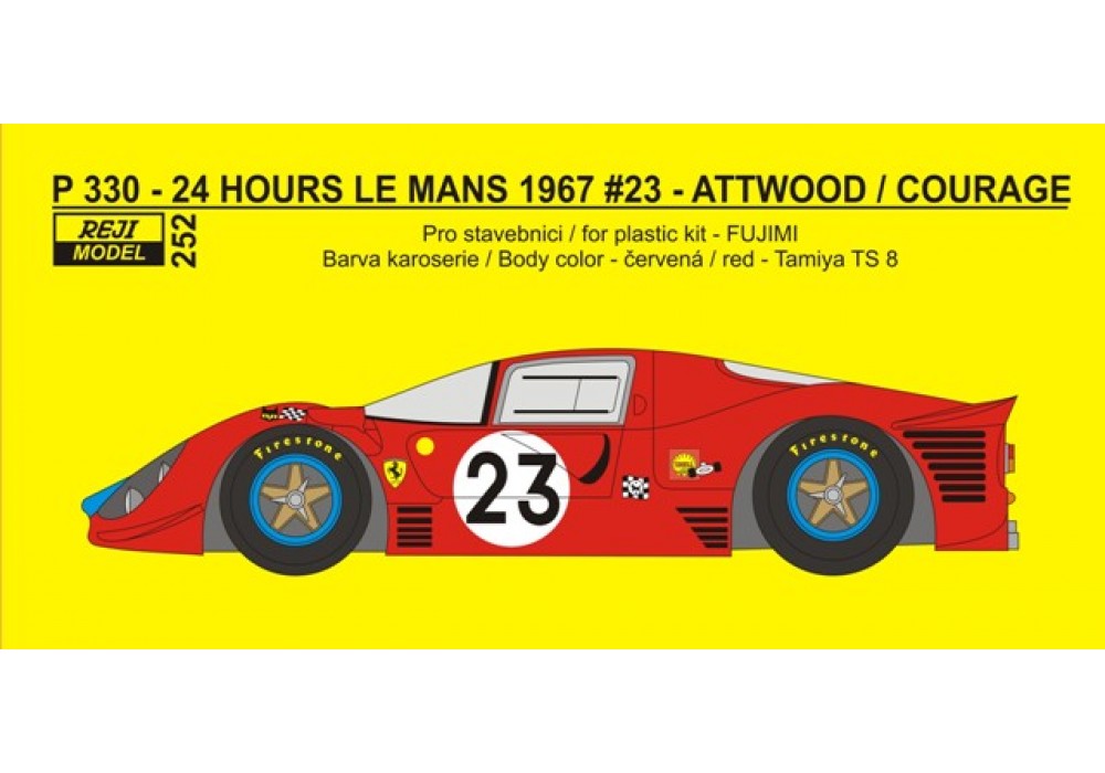 Decal 1/24 - Ferrari 330P - 24h Le Mans 1967 Attwood / Courage