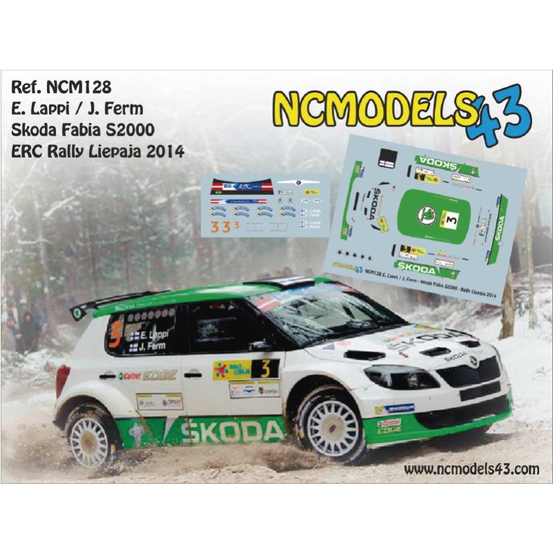 Decal 1/43 Esapekka Lappi - Skoda Fabia S2000 - Rally Liepaja 2014