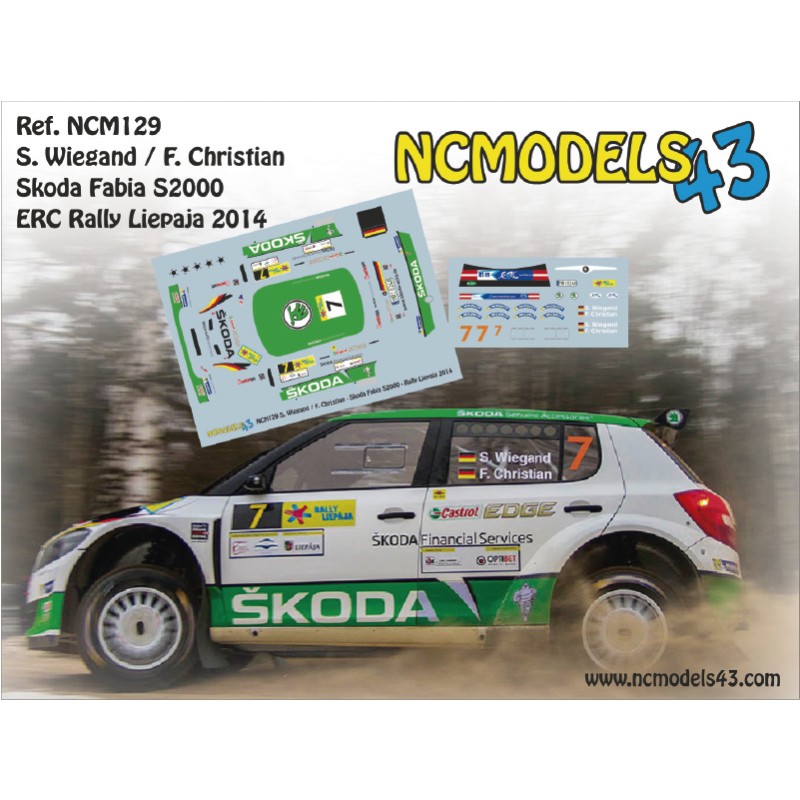 Decal 1/43 Sepp Wiegand - Skoda Fabia S2000 - Rally Liepaja 2014
