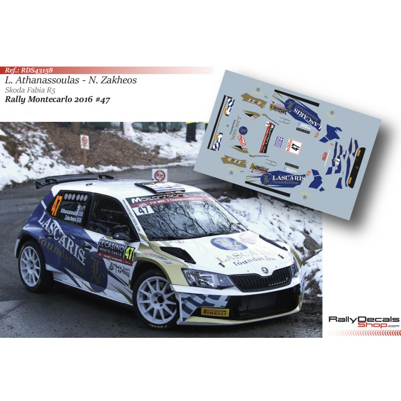 Decal 1/43 - Lambros Athanassoulas - Skoda Fabia R5 - Rally Montecarlo 2016
