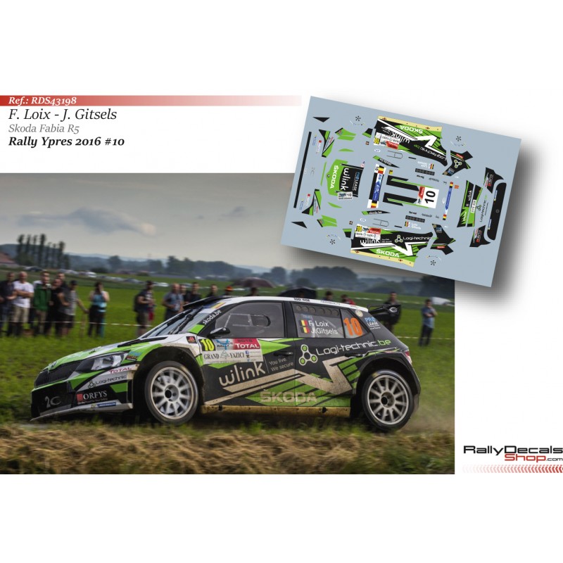 Decal 1/43 - Freddy Loix - Skoda Fabia R5 - Rally Ypres 2016