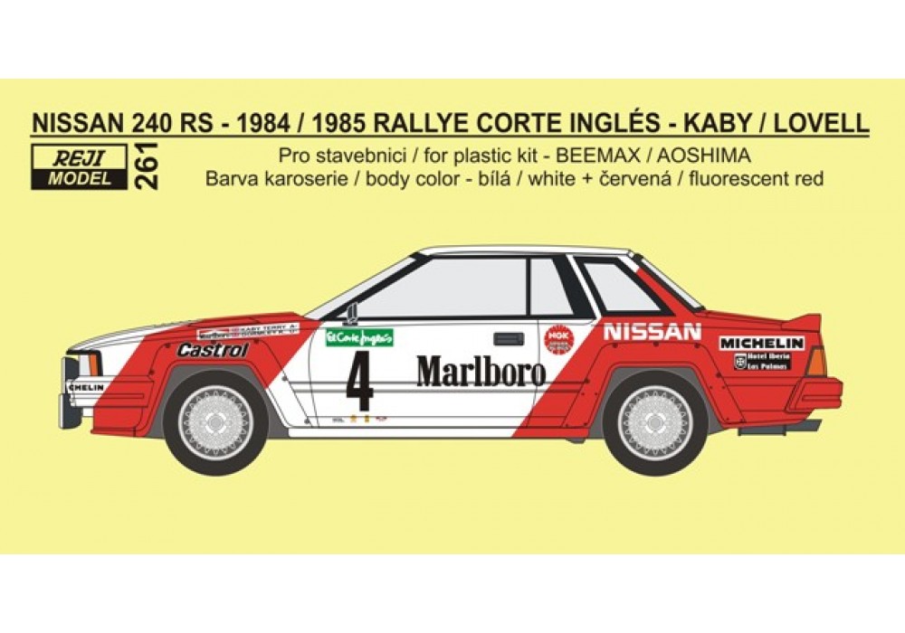Decal 1/24 - Nissan 240 RS - Rallye El Corte Inglés 1984/1985