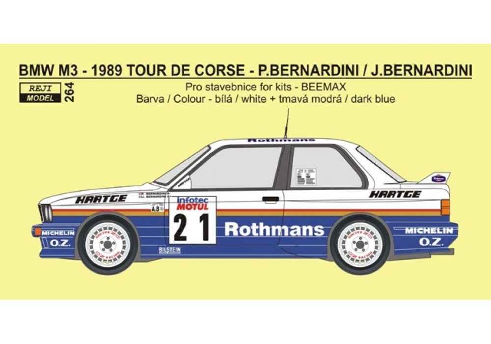 Decal 1/24 - BMW M3 - Tour de Corse rallye 1988 - P.Bernardini / J.Bernardini