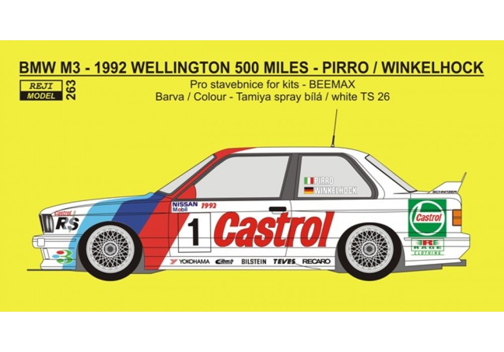Decal 1/24 - BMW M3 - 1992 500 Miles Wellington - Pirro / Winkelhock