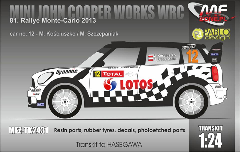Transkit 1/24 MF Zone - Mini John Cooper WRC - Rally Monte Carlo 2013