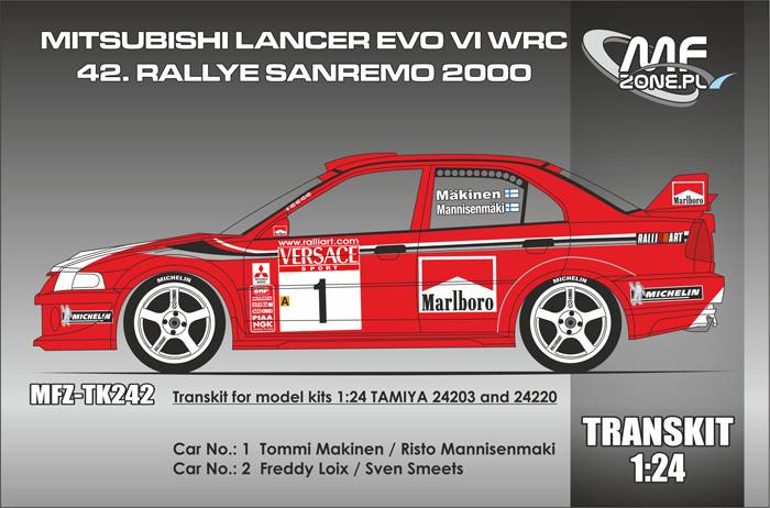 Transkit 1/24 MF Zone - Mitsubishi Lancer Evo VI WRC - San Remo 2000