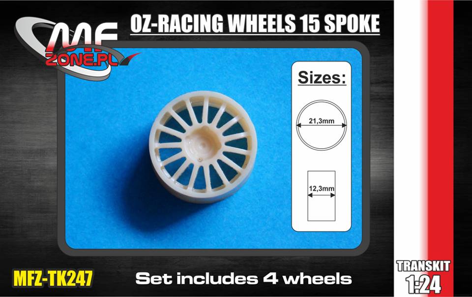 Transkit 1/24 MF Zone - OZ-Racing wheels 15 spoke 4 screw  (4 piece)