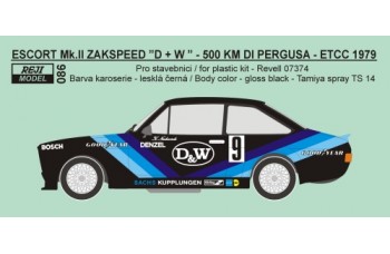 Transkit 1/24 Reji model - Ford Escort Mk.II 1979 Zakspeed „D+W“ # 9 K.Niedzwied